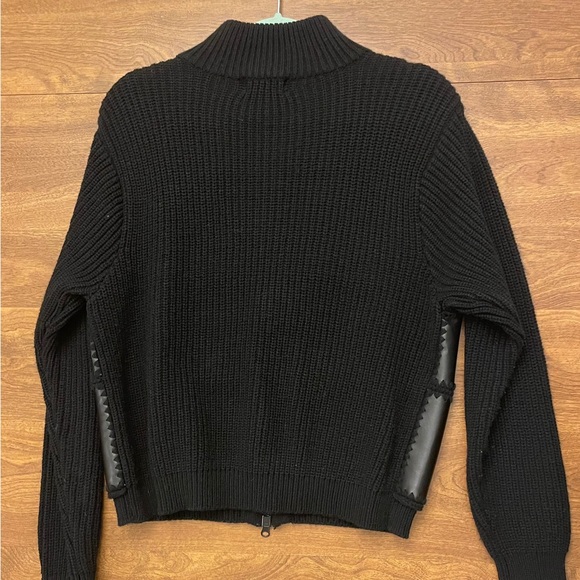 Black Knit and Vegan Leather Patches Jacket - Picture 3 of 4